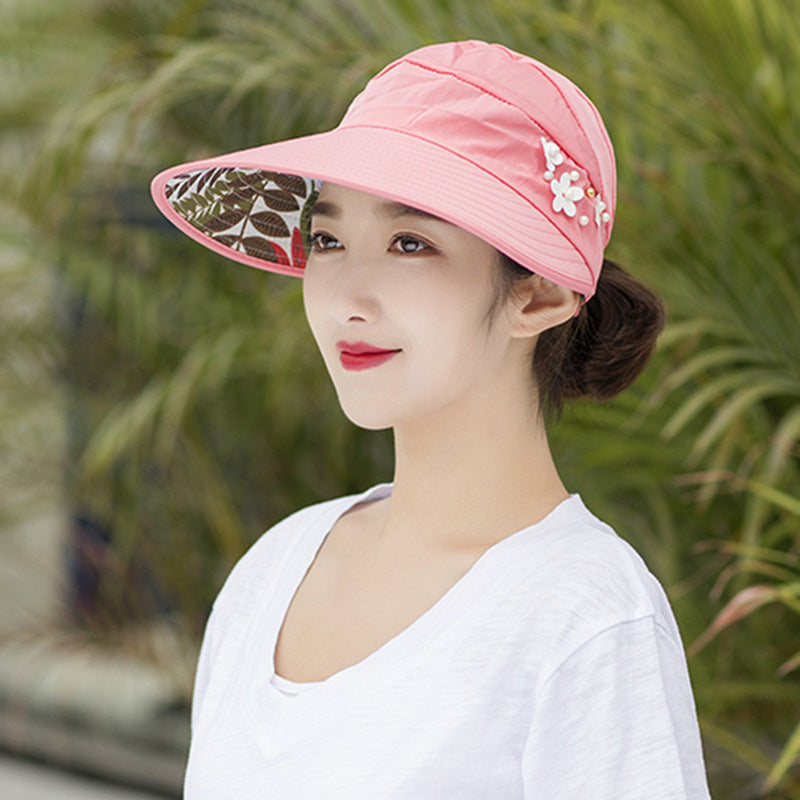 Summer sunshade nail pearl empty top hat Pink