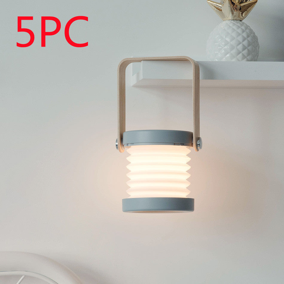 Foldable Touch Dimmable Reading LED Night Light Portable Lantern Lamp USB Rechargeable For Home Decor Grey 5PC 0.5watts