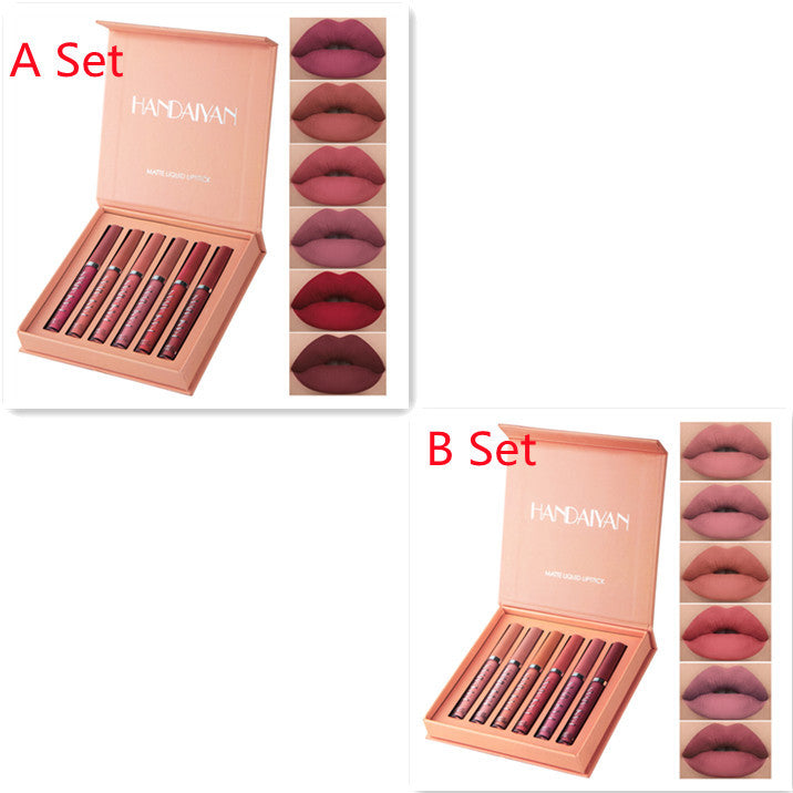 Handaiyan Matte Lip Glaze Liquid Lipstick Mini Tube Lip Gloss Waterproof Non Stick Cup Lip Gloss Genuine 12PCS Set