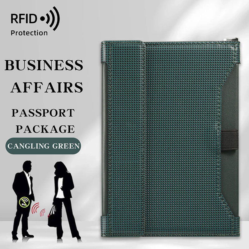 Anti-theft Swiping Stylish And Versatile Large Capacity Passport Case Cangling Green 14x11x1.5cm