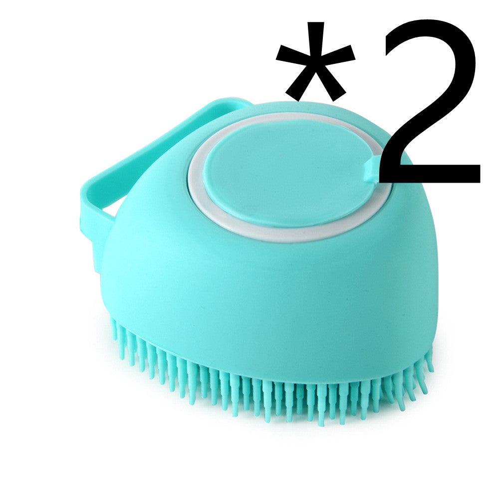 Silicone Dog Bath Massage Gloves Brush Pet Cat Bathroom Cleaning Tool Comb Brush For Dog Can Pour Shampoo Dog Grooming Supplies Green 2PC Heartshaped