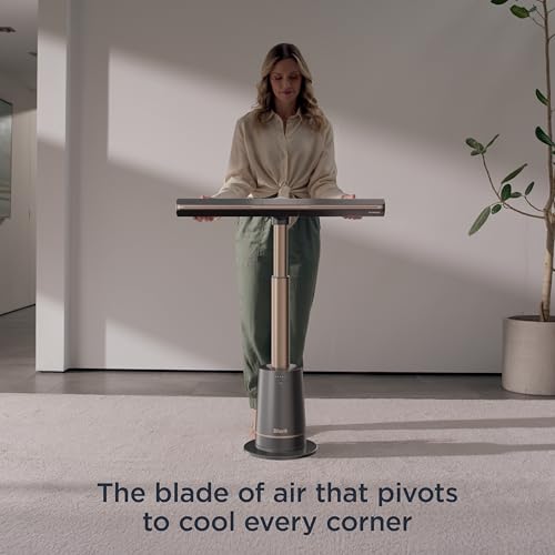 Shark TurboBlade Fan—Ultra-customizable bladeless tower fan, pivots, twists, oscillates 180°, circulates and propels air up to 80 ft., 10 noise levels + 10 speeds, easy to clean, charcoal, TF202S