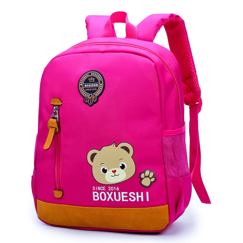 A cartoon bear nursery school schoolbag, schoolbag, schoolboy, boy and boy, baby boy and baby travel back Mei red