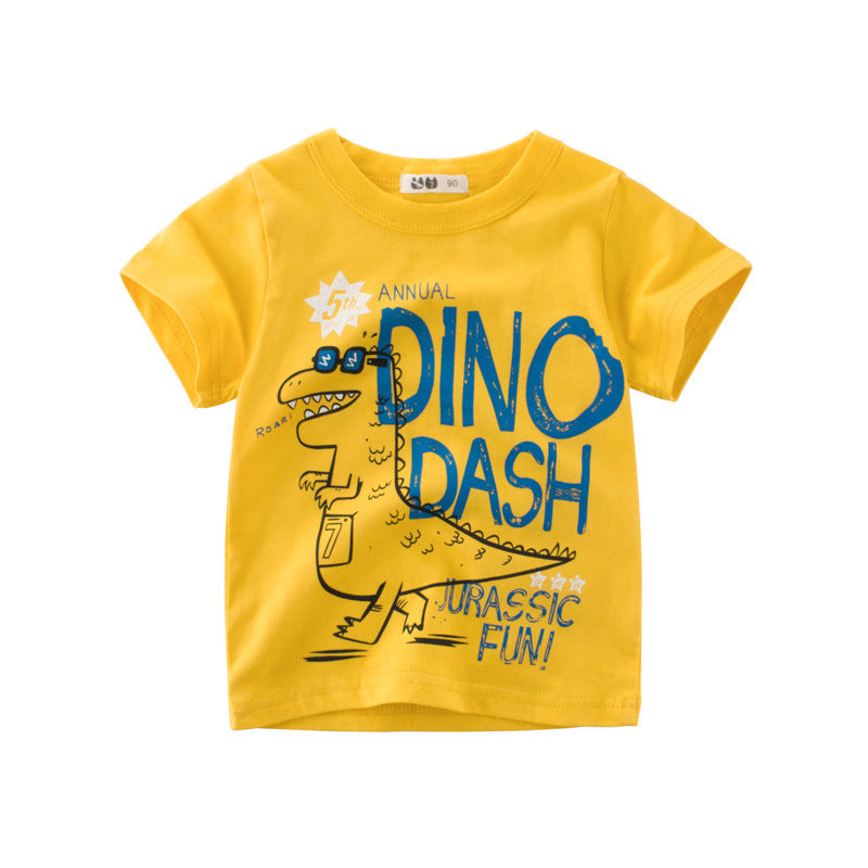 Children's wear, a new Korean version of children's wear for children in summer of , boy's T-shirt, baby's short-sleeved sweater for summer 9102 golden yellow