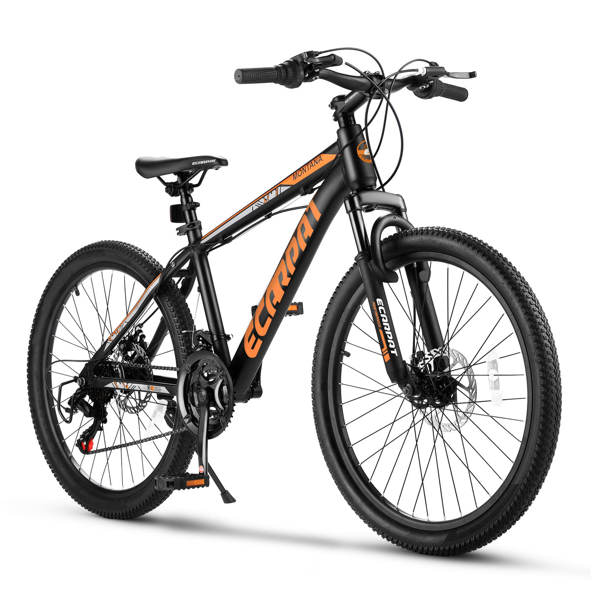 A24299 24 Inch Mountain Bike Bicycle For Adults Aluminium Frame Bike Shimano 21-Speed With Disc Brake BLACK ORANGE