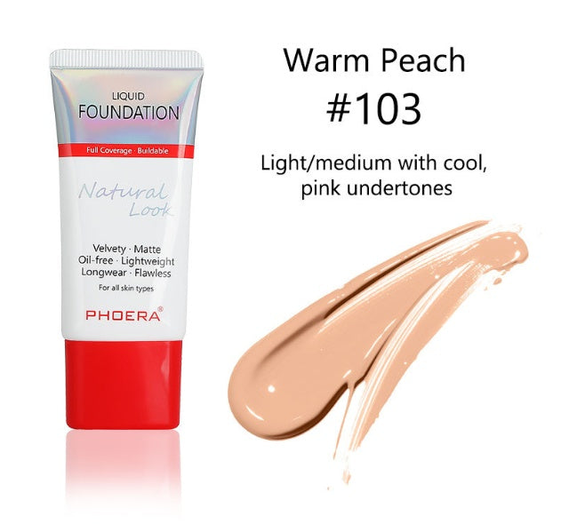 Matte, Silky, Tube Liquid Foundation, Ladies Products 103 Warm Peach