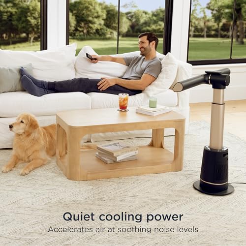 Shark TurboBlade Fan—Ultra-customizable bladeless tower fan, pivots, twists, oscillates 180°, circulates and propels air up to 80 ft., 10 noise levels + 10 speeds, easy to clean, charcoal, TF202S