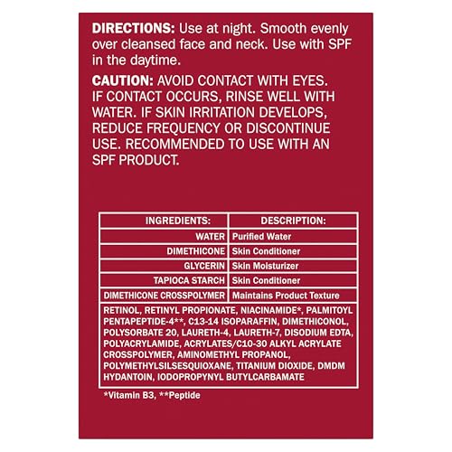 Olay Retinol 24 Face Moisturizer, Anti-Aging Night Cream for Women, Fragrance-Free, Non Greasy - Anti-Wrinkle, Smooth Fine Lines, Tightening, Hydrating Skin Care - Peptides, Glycerin, 1.7 Oz