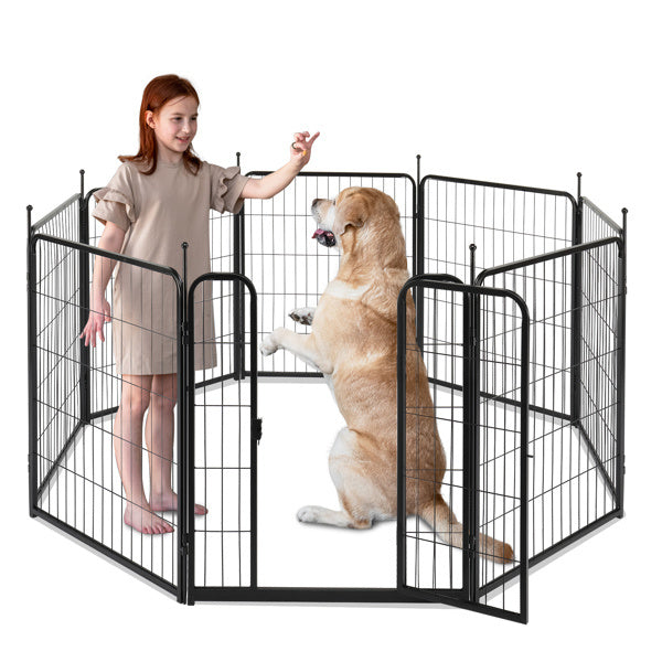 Splicing 8 Pieces Of Iron Pet Fence Black