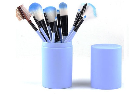 12pcs Makeup Brush Set Blush Eyeshadow Eyelash Highlighter Makeup Brush Blue Q12pc