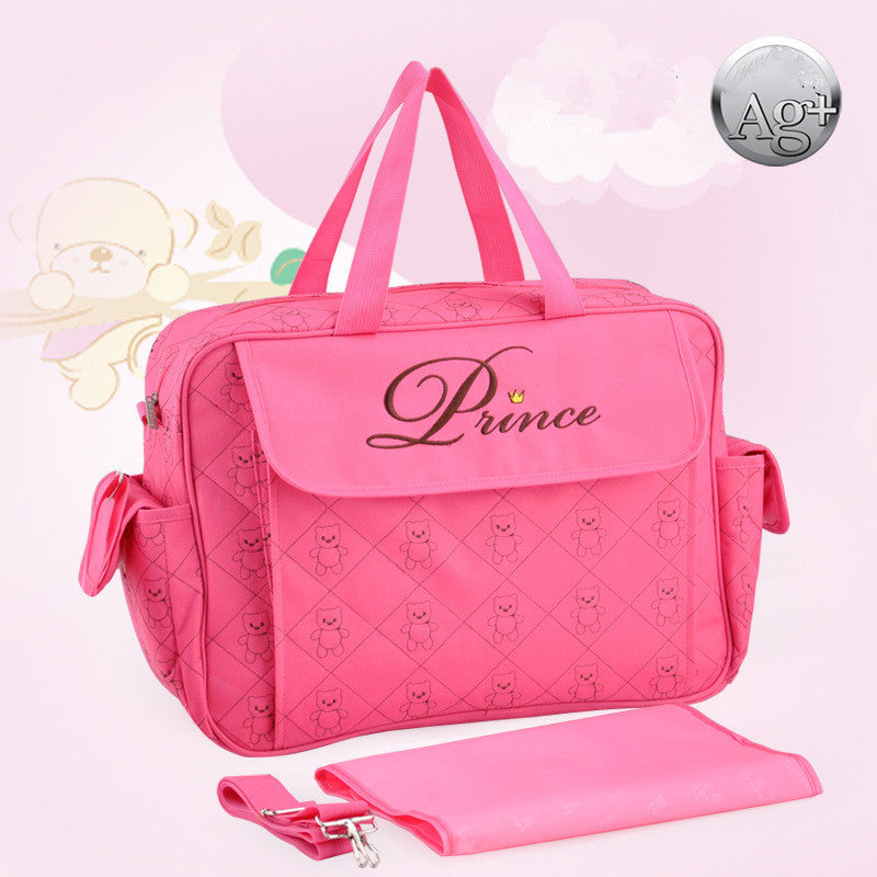 Fashion Large Capacity Baby Diaper Bags Mommy Baby Deep Pink