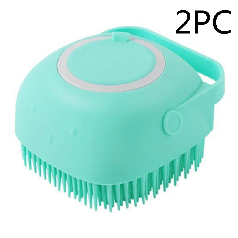 Silicone Dog Bath Massage Gloves Brush Pet Cat Bathroom Cleaning Tool Comb Brush For Dog Can Pour Shampoo Dog Grooming Supplies Green 2PC square