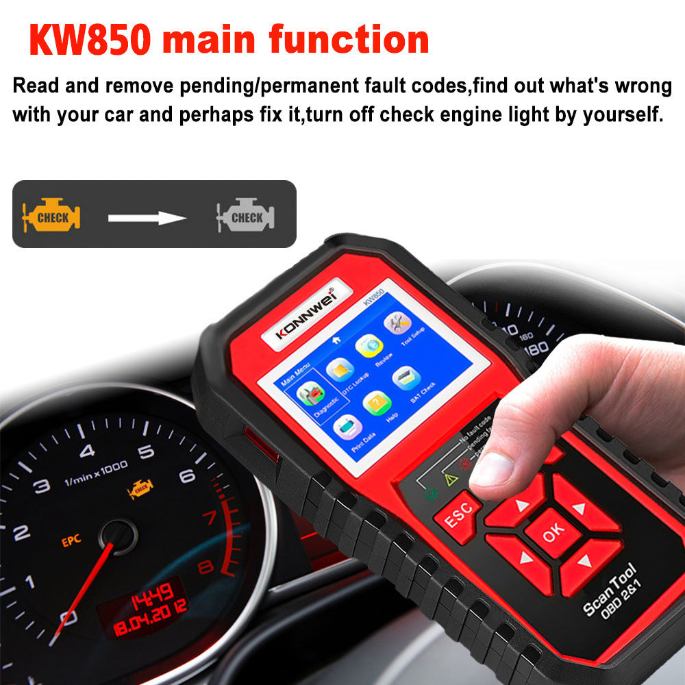 KW850 OBD2 CAN BUS Code Reader car engine fault code detector scanner default
