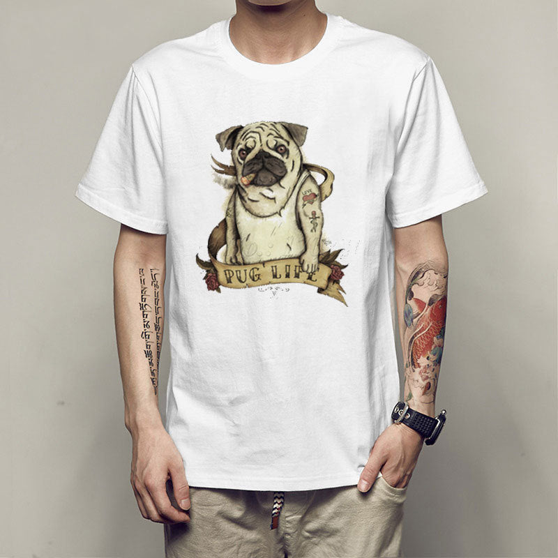 Personality spoof pug men T-shirt 2 White
