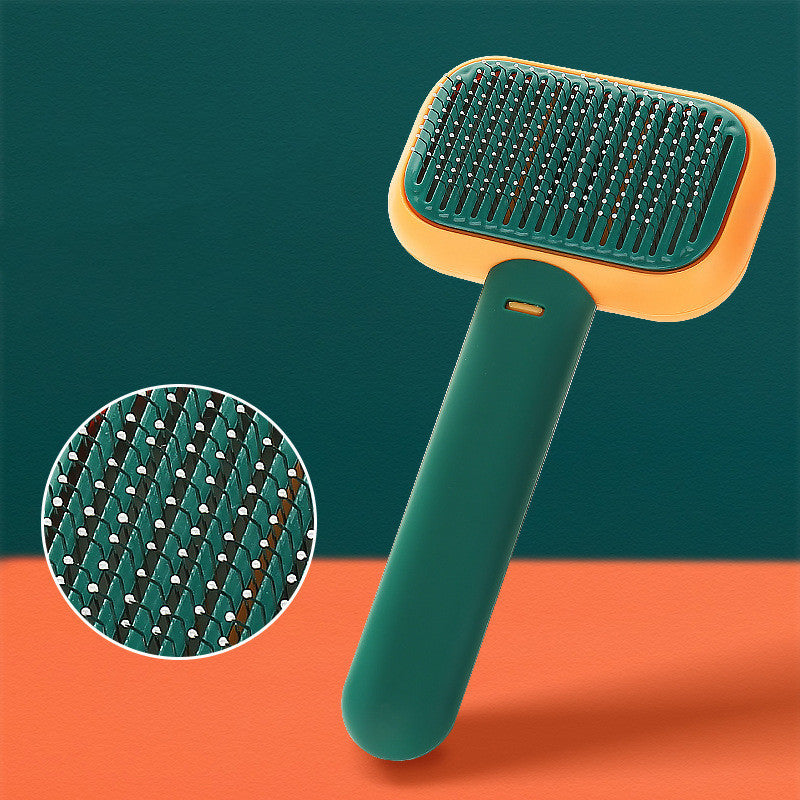 New Pet Cat Dog Hair Brush Hair Massage Comb Open-Knot Brush Grooming Cleaning Tool Stainless Steel Comb Green