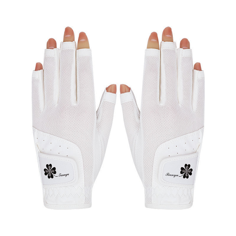 Breathable Non-slip Women's Golf Gloves White