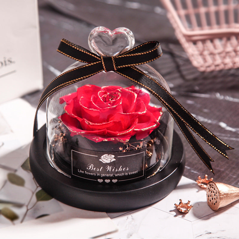 Valentine's Day Christmas Dried Flowers For Home Decor Wedding Gifts Dried Flowers Eternal Real Rose Home Decor With LED In Glass Phnom Penh Red