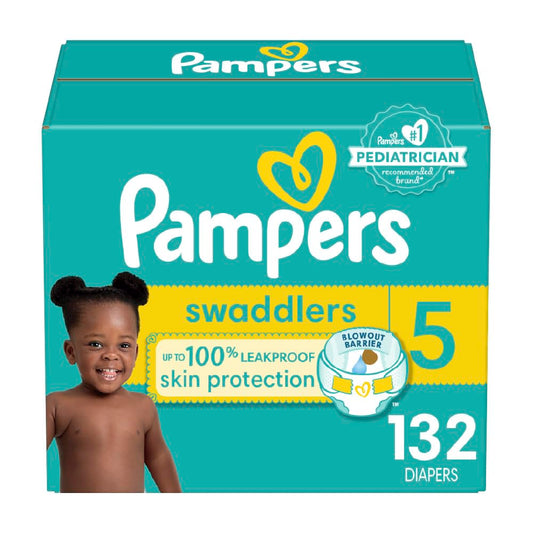 Pampers Baby Diapers - Swaddlers - Size 5, 132 Count, Ultra Absorbent Disposable Infant Diaper