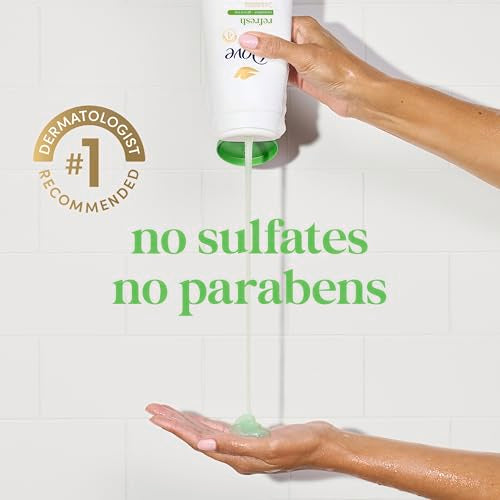 Dove Body Wash with Pump 3 Count Refresh Cucumber and Green Tea for 24hr Lotion-Soft Skin Moisturizing Skin Cleanser with No Sulfates No Parabens