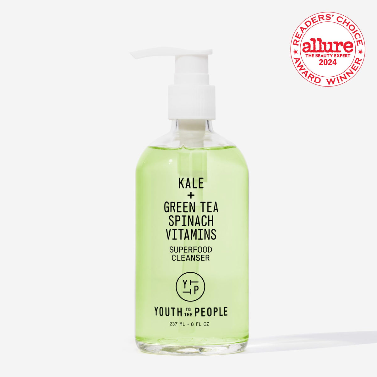 Youth To The People Superfood Facial Cleanser - Kale + Green Tea Daily Face Wash, Gentle Makeup Remover, Antioxidants for Glowing Skin & Less Visible Pores, Award-winning, Refillable - 8 Fl Oz