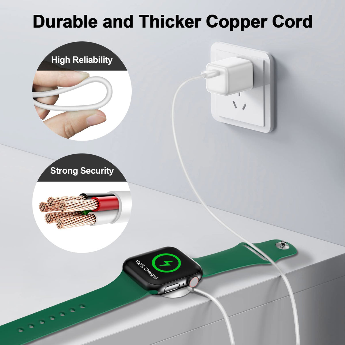 𝟐𝟎𝟐𝟓 𝐔𝐩𝐠𝐫𝐚𝐝𝐞𝐝 for Apple Watch Charger Magnetic Fast Charging Cable [Portable] Magnetic Wireless Charging Compatible with iWatch Series Ultra/10/9/8/7/6/SE/5/4/3/2-[3.3FT] White