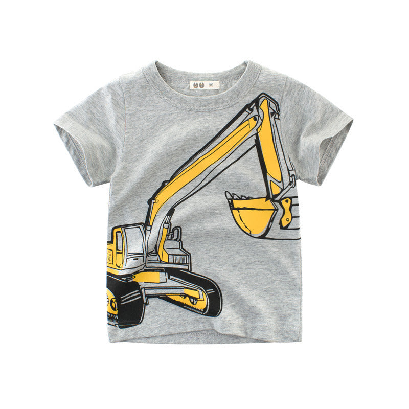 Children''s Wear Summer New Boys T-shirt, Short Sleeve Korean Children''s Clothing, Baby Clothing, A Ready-to-be Factory Direct Selling 9121 flower ash