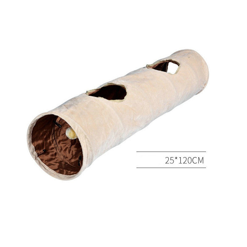 Velvet pet tunnel cat tunnel Beige 25x120 cm
