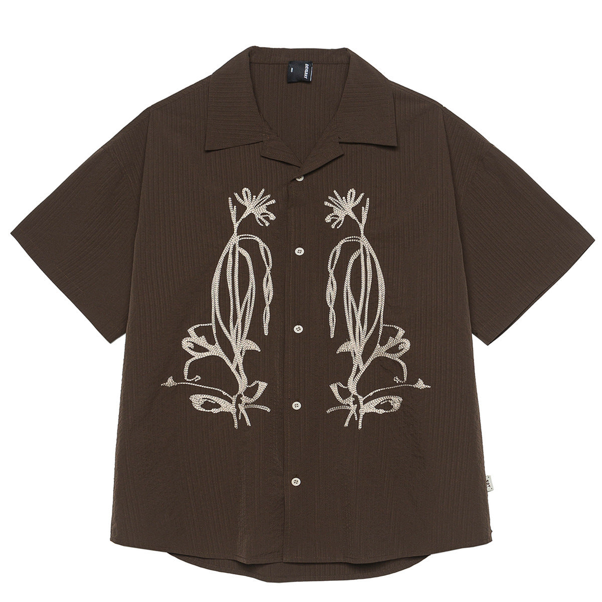 Outdoor Waterproof Quick-drying Cuban Collar Short Sleeve Shirt Brown Coffee Color