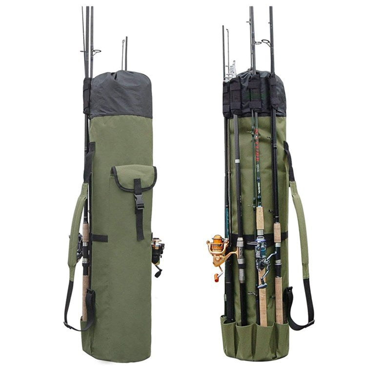 Cylinder Outdoor Fishing Bag Multifunctional Fishing Rod Bag Sea Rod Fishing Gear Storage Bag Army Green