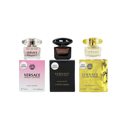Versace Perfume for Women Variety 3-Piece Mini Gift Set – Yellow Diamond, Crystal Noir, Bright Crystal