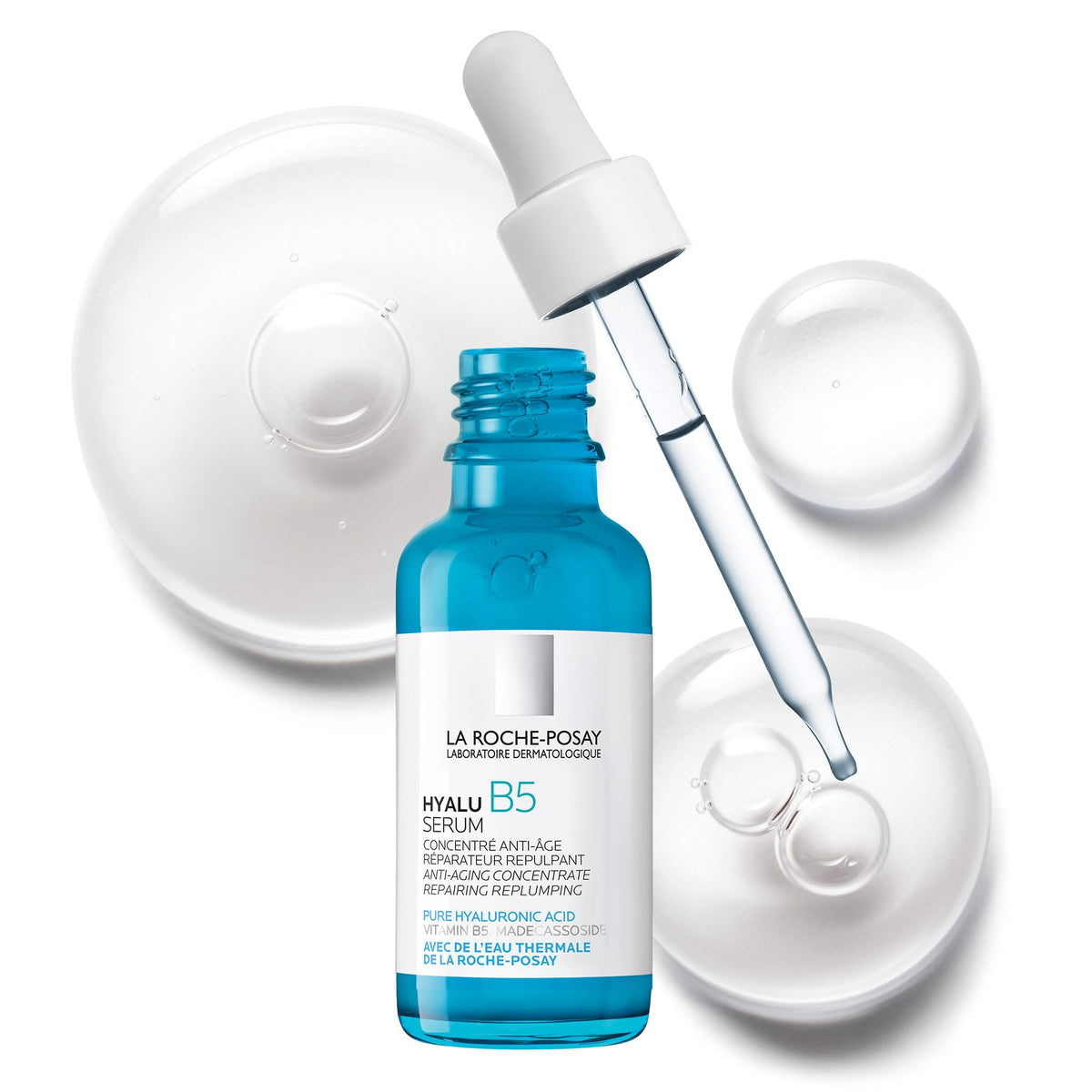 La Roche-Posay Hyalu B5 Pure Hyaluronic Acid Serum for Face, Vitamin B5 + Hyaluronic Acid + Madecassoside, Hydrating Serum Visibly Plumps Skin, Sensitive Skin Safe, Anti Aging, Oil-Free