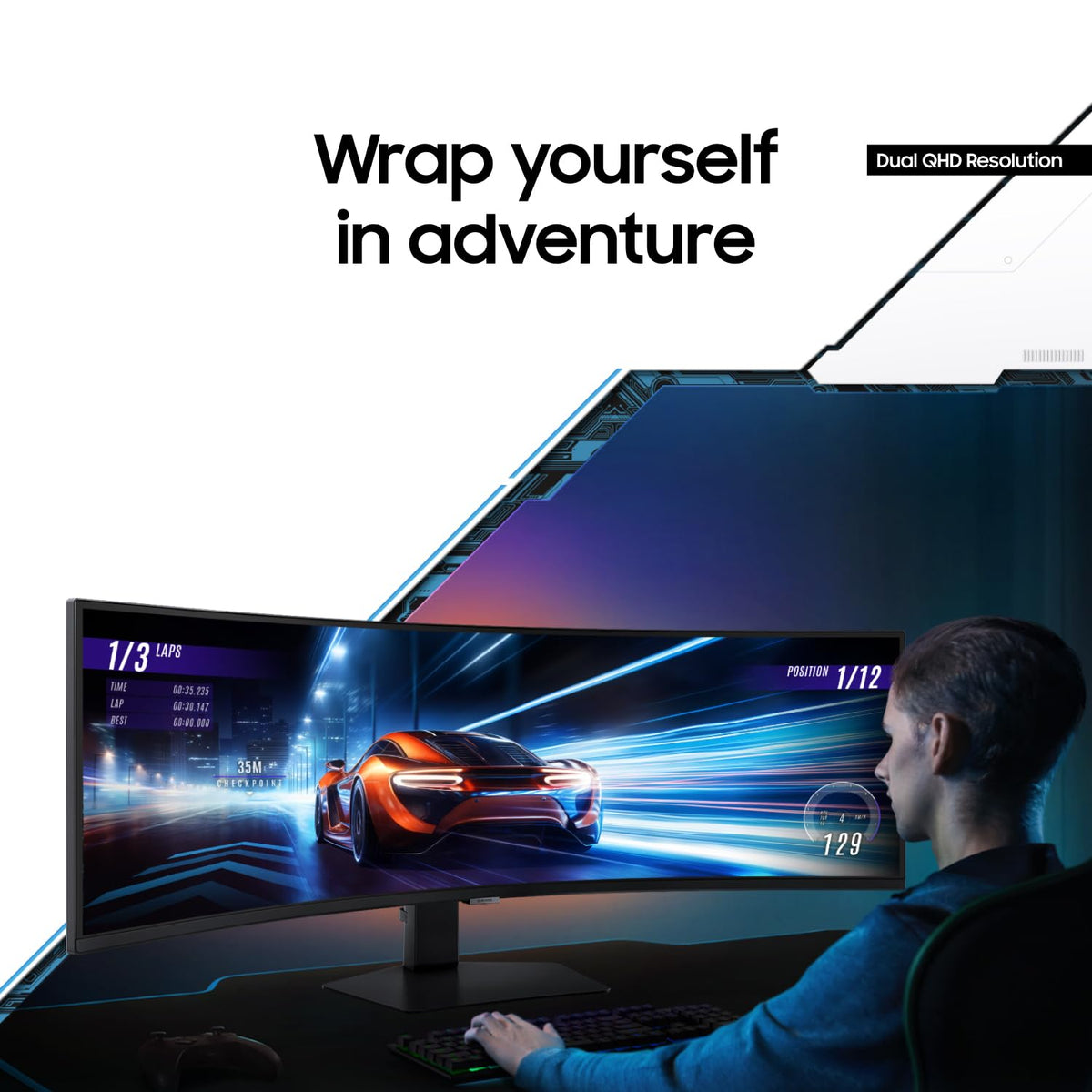 SAMSUNG 49" Odyssey G9 (G95C) Series DQHD 1000R Curved Gaming Monitor, 240Hz, 1ms(GtG), DisplayHDR 1000, AMD FreeSync Premium Pro, Eye Saver Mode, Auto Source Switch+, LS49CG950ENXZA, 2024