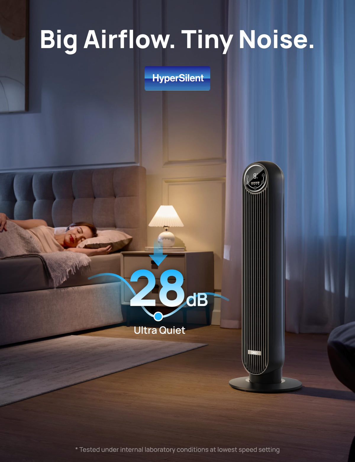 Dreo Tower Fan for Bedroom, 25ft/s Velocity Quiet Floor Fan, 90° Oscillating Fans for Indoors with 4 Speeds, 4 Modes, 8H Timer, Standing Fans, Bladeless Fan, Black, Nomad One (DR-HTF007)