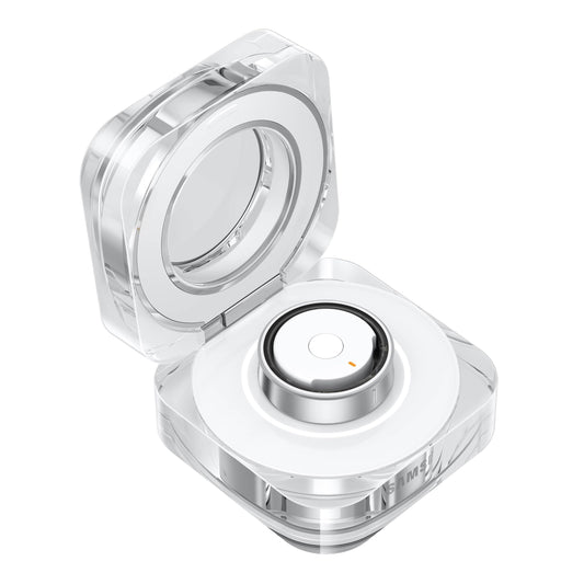 Samsung Galaxy Ring Charging Cradle Portable Charger for Fitness Ring, Crystal-Clear Case, Protective Cover, 3A Cable Included, Charge On-The-Go, EP-QQ508CWEGUS, Size 8