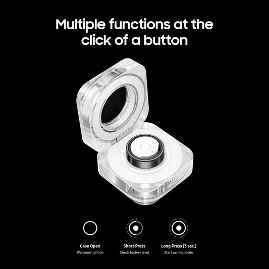 Samsung Galaxy Ring Charging Cradle Portable Charger for Fitness Ring, Crystal-Clear Case, Protective Cover, 3A Cable Included, Charge On-The-Go, EP-QQ508CWEGUS, Size 8