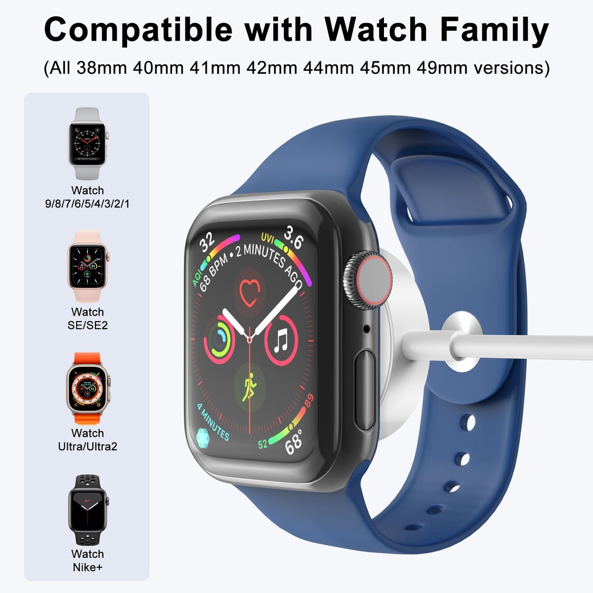 2Pack Upgraded for for Apple Watch Charger USB Magnetic Wireless Fast iWatch Charger Portable Compatible with iWatch Ultra/Series 9/8/7/6/SE/SE2/5/4/3/2/1-[3.3FT]