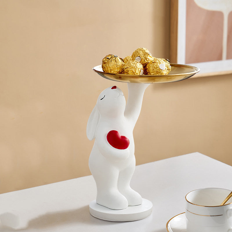 Entrance Key Storage Bear Tray Decorations White hug bunny tray