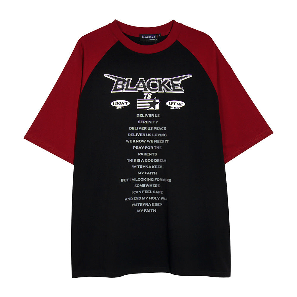 Letter Print Short-sleeve T-shirt Men Black