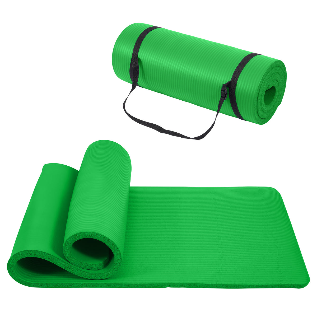 Only Supports Self Pickup Yoga Mat, One Inch Thickened High-density Practice Mat, Tear-resistant Practice Yoga Mat With Straps, Suitable For All Kinds Of Yoga Practice Green