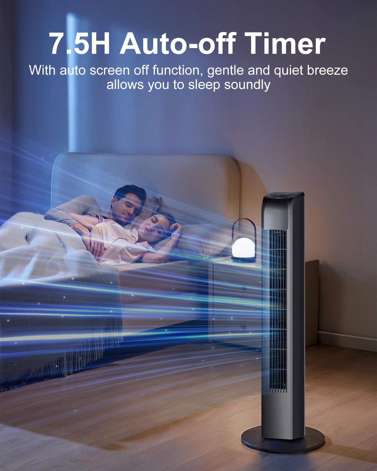 Uthfy Oscillating Tower Fan with Remote, Electric Standing Tower Fan Floor Fan for Bedroom Indoor Office and Home Use,Quiet Cooling Portable Bladeless Tower Fans, 30 inchs, Black Tower Fan