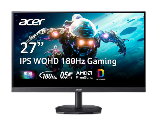 acer Nitro 27 Inch WQHD 2560 x 1440 IPS Gaming Monitor | AMD FreeSync | Up to 180Hz Refresh | Up to 0.5ms | DCI-P3 95% | HDR 10 Support | One Display Port 1.2 & Two HDMI 2.0 | KG271U N3bmiipx