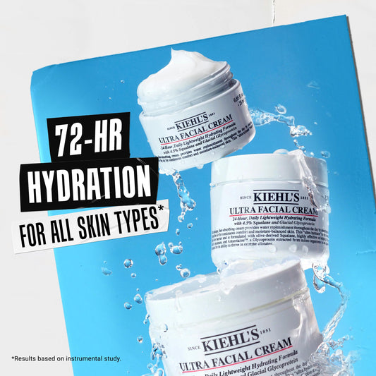 Kiehl's Ultra Facial Cream, with 4.5% Squalane to Strengthen Skin's Moisture Barrier, Skin Feels Softer and Smoother, Long-Lasting Hydration, Easy and Fast-Absorbing, All Skin Types - 4.2 fl oz
