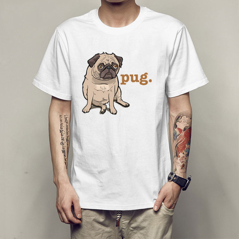 Personality spoof pug men T-shirt 1 White
