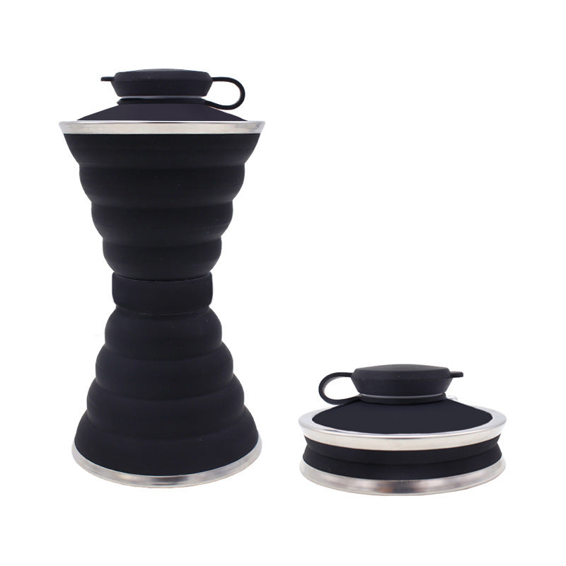 500ML Silicone Water Bottle Cup Foldable Leak Proof Portable Sports Travel Water Bottles For Outdoor Travel Gym Hiking Reuseable Kitchen Gadgets All black 500ML