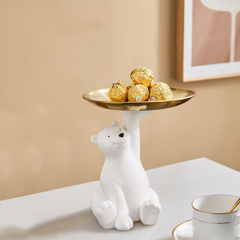 Entrance Key Storage Bear Tray Decorations White bear tray
