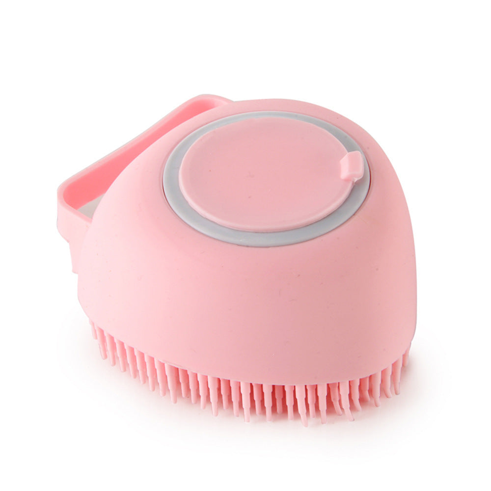 Silicone Dog Bath Massage Gloves Brush Pet Cat Bathroom Cleaning Tool Comb Brush For Dog Can Pour Shampoo Dog Grooming Supplies Pink Heartshaped