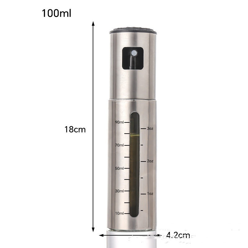 Fuel Spray Can Household Kitchen Supplies Artifact Stainless Steel Oil Injection Bottle Spice Bottle Spray Press Type Barbecue Oil Bottle Kitchen Gadgets Visual Scale 100ml