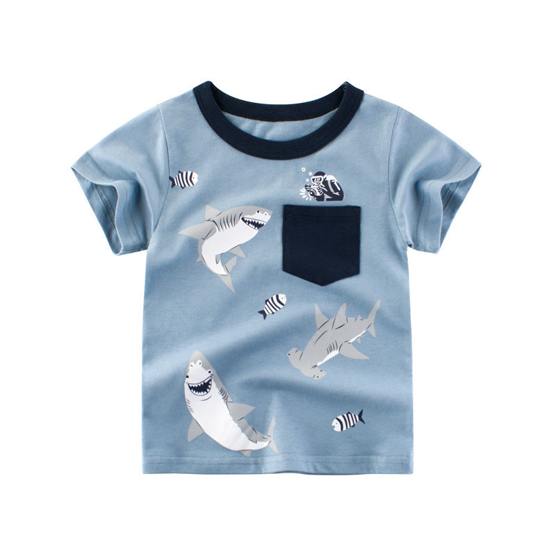Children's cartoon T-shirt Blue