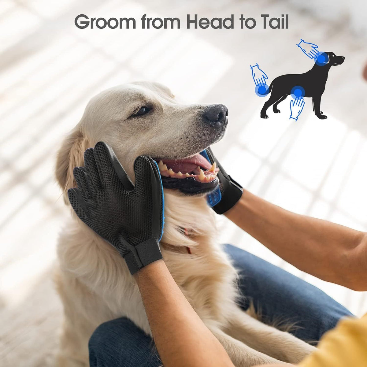 Upgrade Pet Grooming Gloves Cat Brushes For Gentle Shedding Efficient Pets Hair Remover Mittens Dog Washing Gloves For Long And Short Hair Dogs Cats Horse