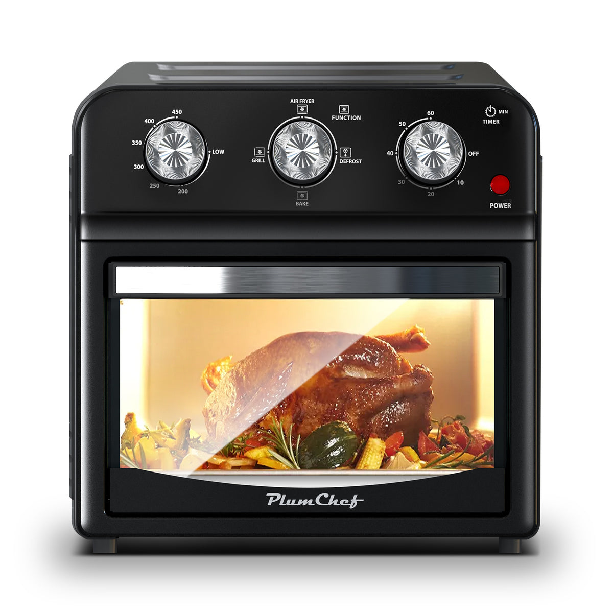12.5 Qt Air Fryer With Advanced Multi-Function Cooking Grill, Air Fry, Defrost, Bake, Presets For French Fries, Pizza, Chicken, Fish, And Toast, Dual Knob Control